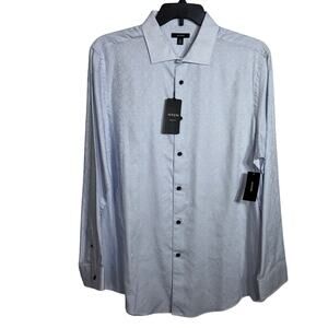 Alfani Men's Regular-Fit Medallion-Print dress shirt , White/blue  XL $60